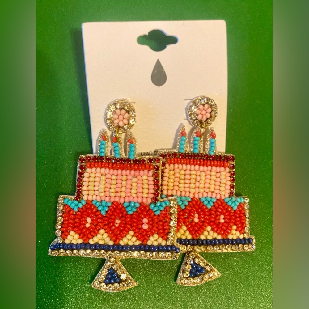 NEW Birthday cake earrings